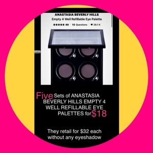 Anastasia Beverly Hills 5 for $18 refillable palettes
